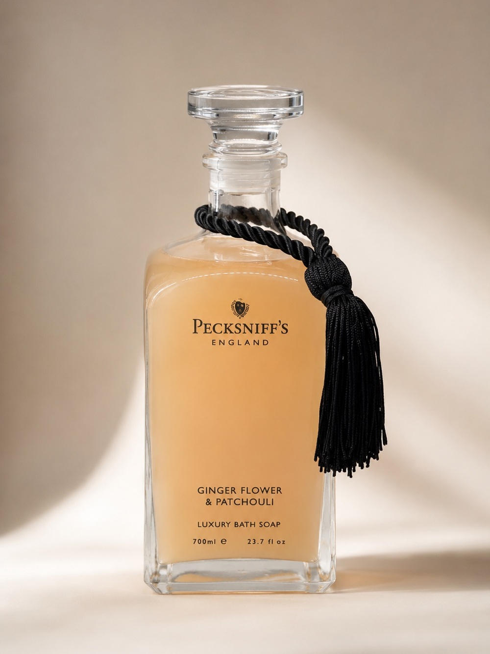 Pecksniff’s Ginger Flower & Patchouli Luxury Bath Soak Glass Decanter 700ml